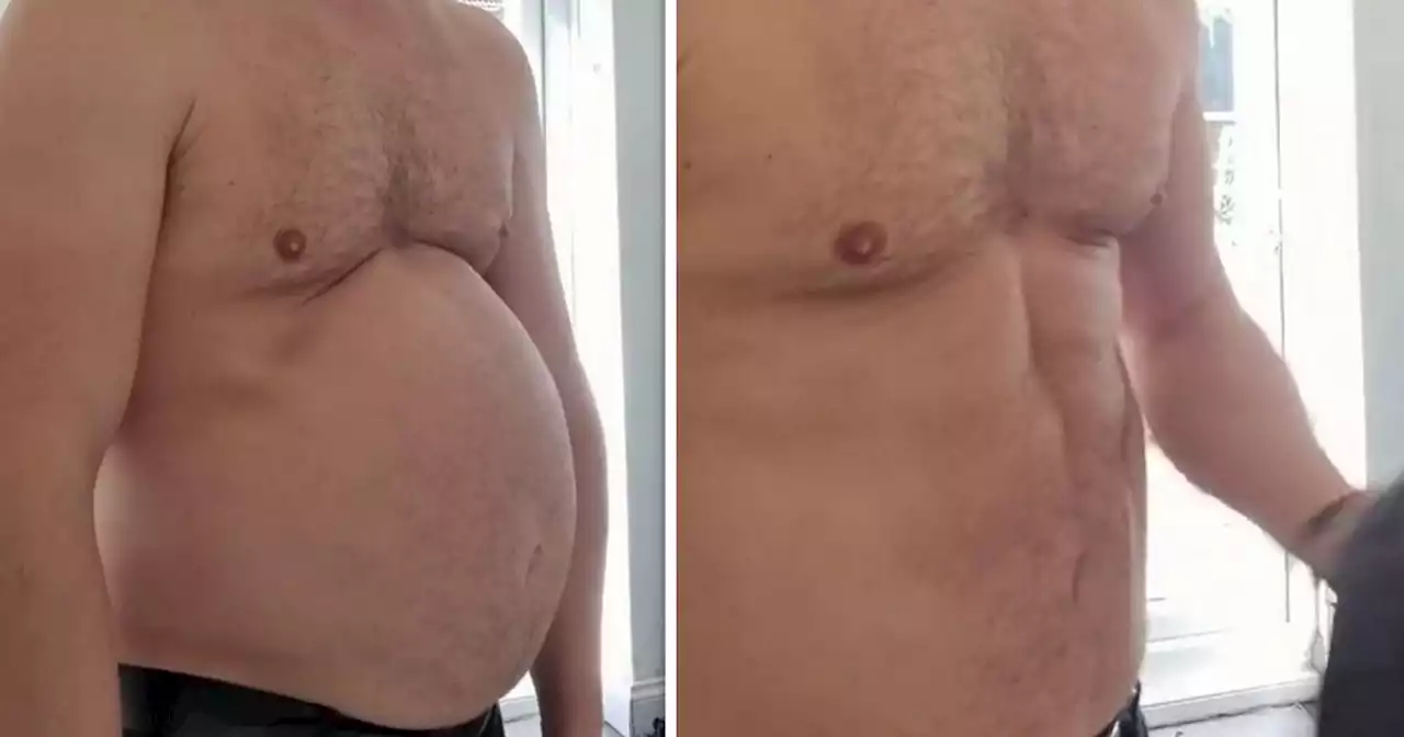 Tiktoker can switch from shredded abs to massive belly in seconds