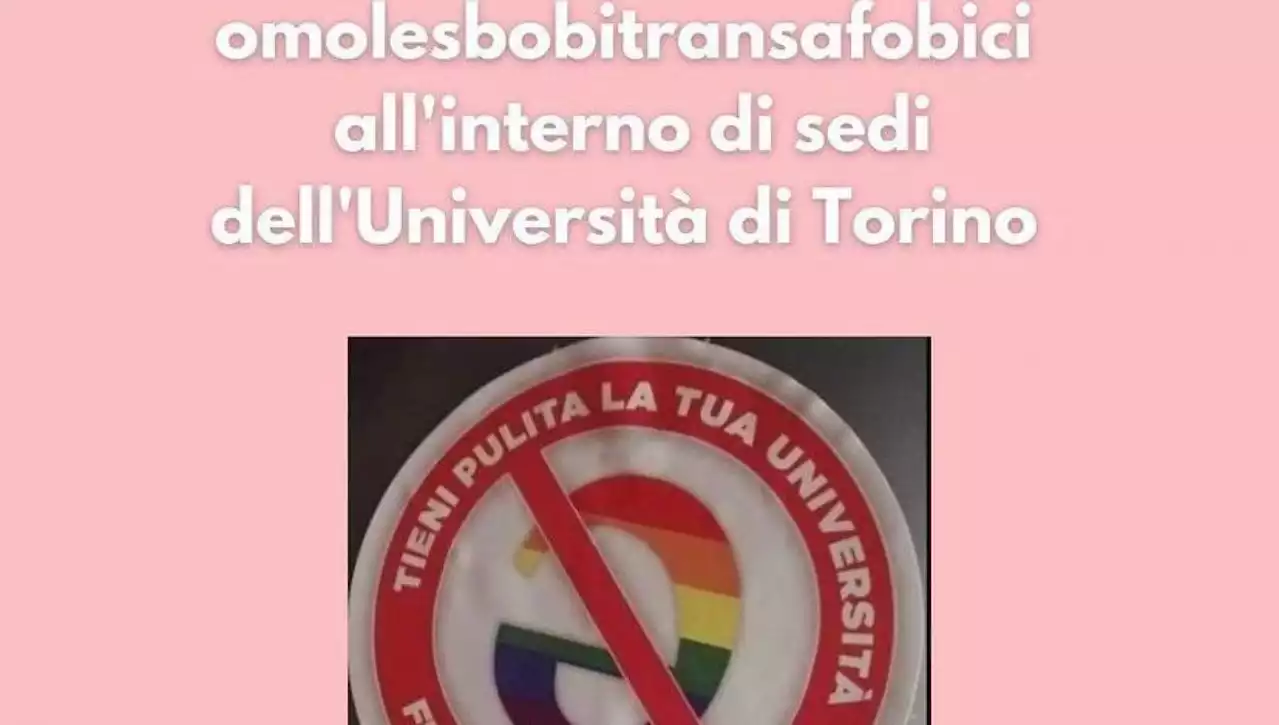 Torino, adesivi omotransfobici firmati Fuan in ateneo: 'Tieni pulita la tua università'