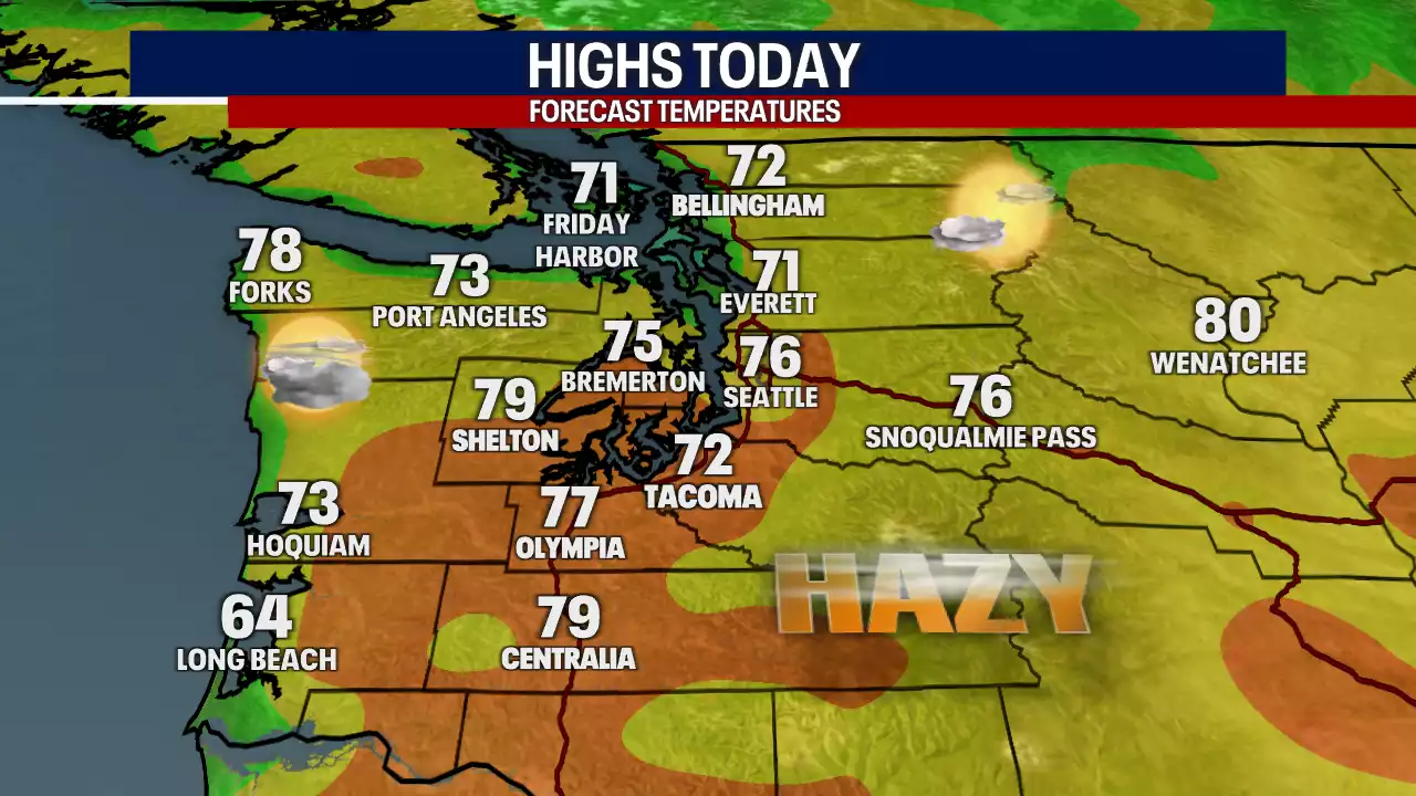 Seattle weather: Smoky sunshine today with better air quality Monday