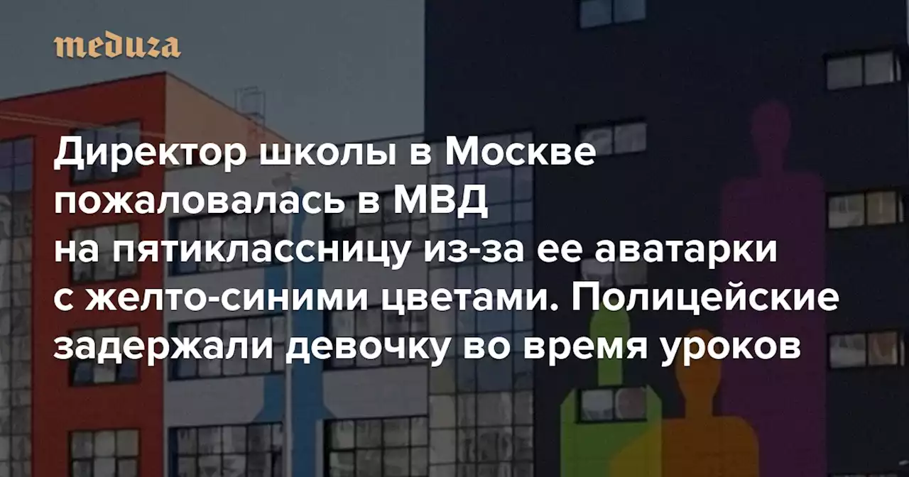 Директор школы в Москве пожаловалась в МВД на пятиклассницу из-за ее аватарки с желто-синими цветами. Полицейские задержали девочку во время уроков — Meduza