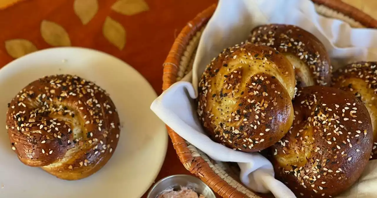 Make friends with everything-spice pretzel knots and smoked salmon schmear