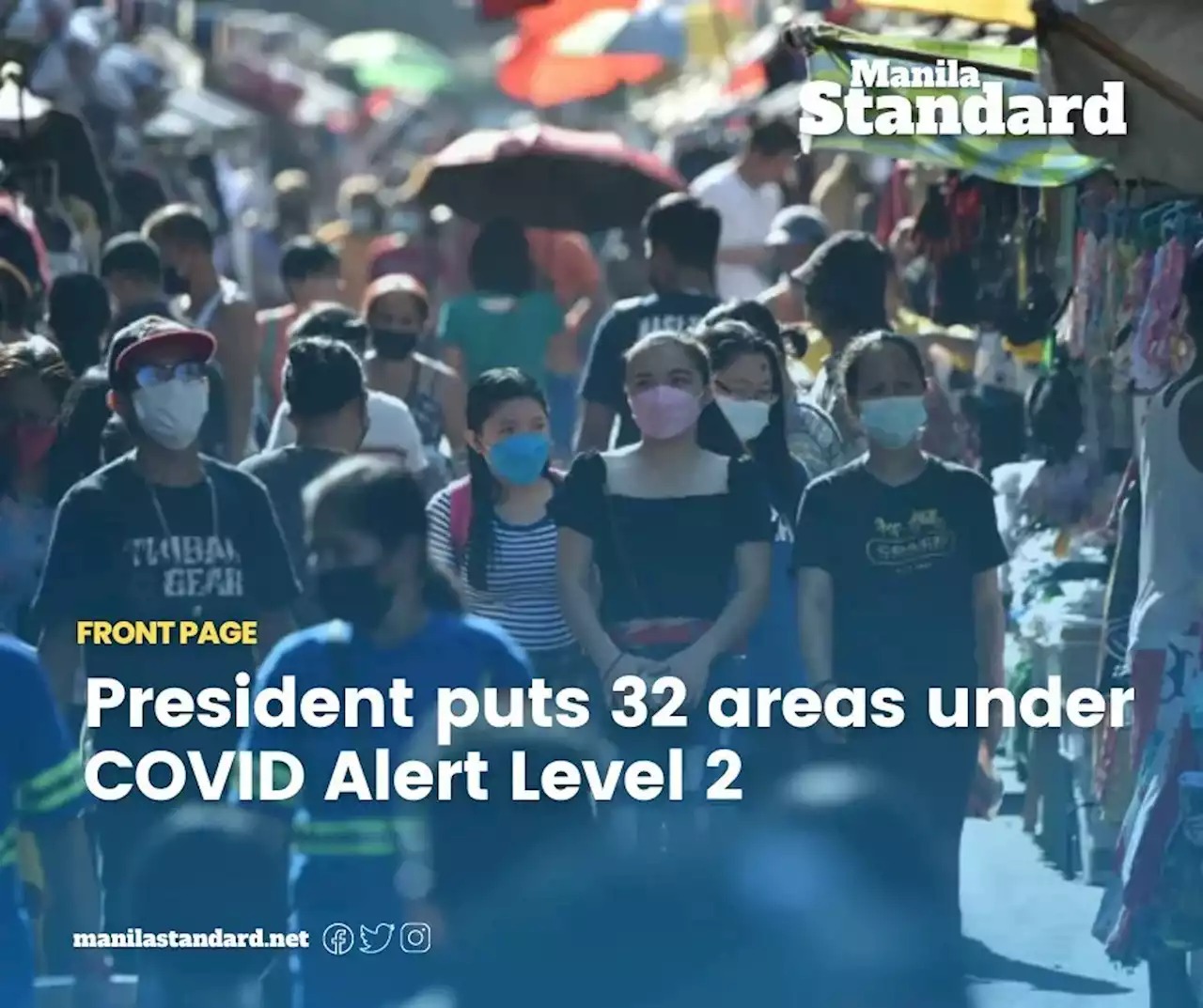 President puts 32 areas under COVID Alert Level 2