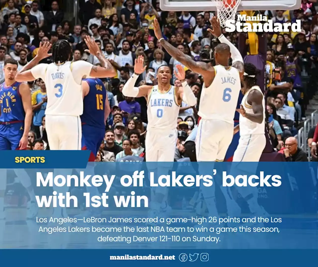 Monkey off Lakers’ backs with 1st win