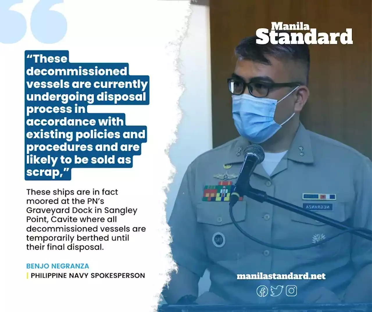 Navy spox says three half-submerged warships have been decommissioned