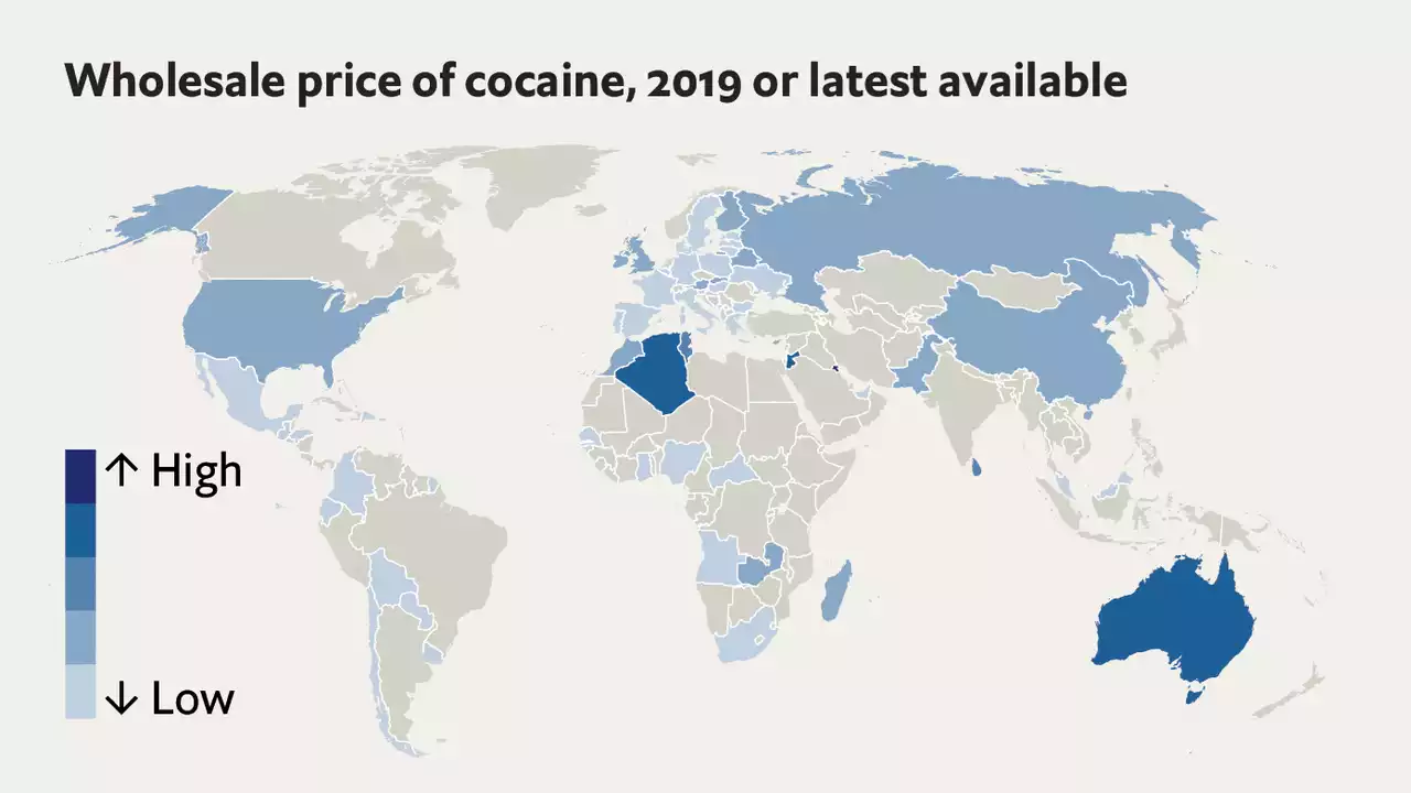 How much does cocaine cost around the world?