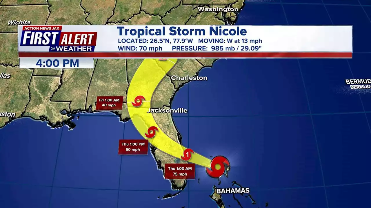 NICOLE LIVE UPDATES: Hurricane Nicole strengthens to Category 1 status