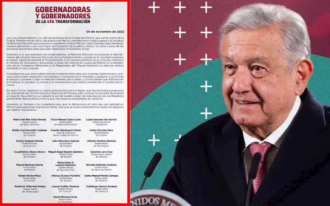 Reforma electoral no busca debilitar al INE, dicen gobernadores de Morena