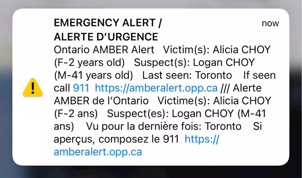 Toronto girl, 2, found safely after Amber Alert issued