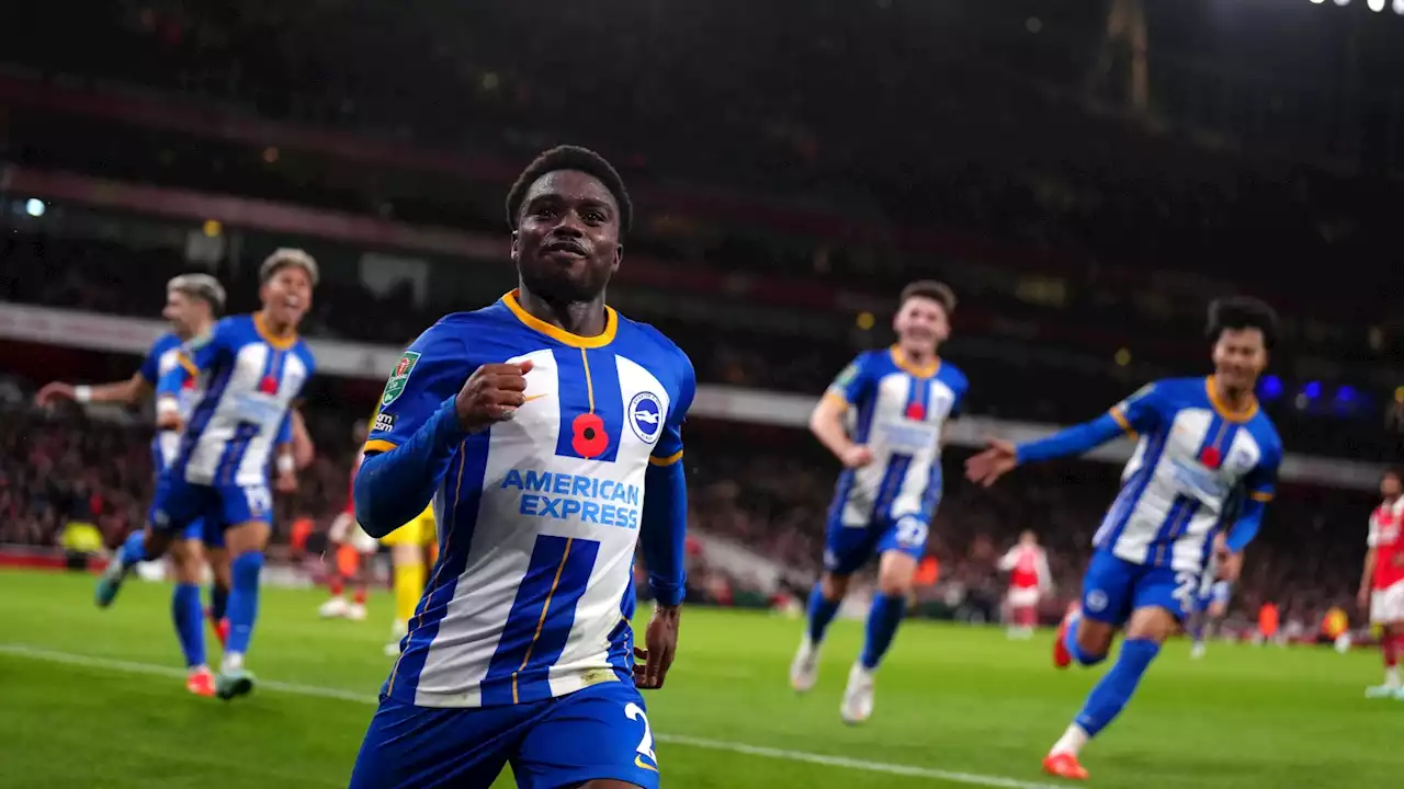 Arsenal 1-3 Brighton: Premier League leaders dumped out of Carabao Cup by Seagulls