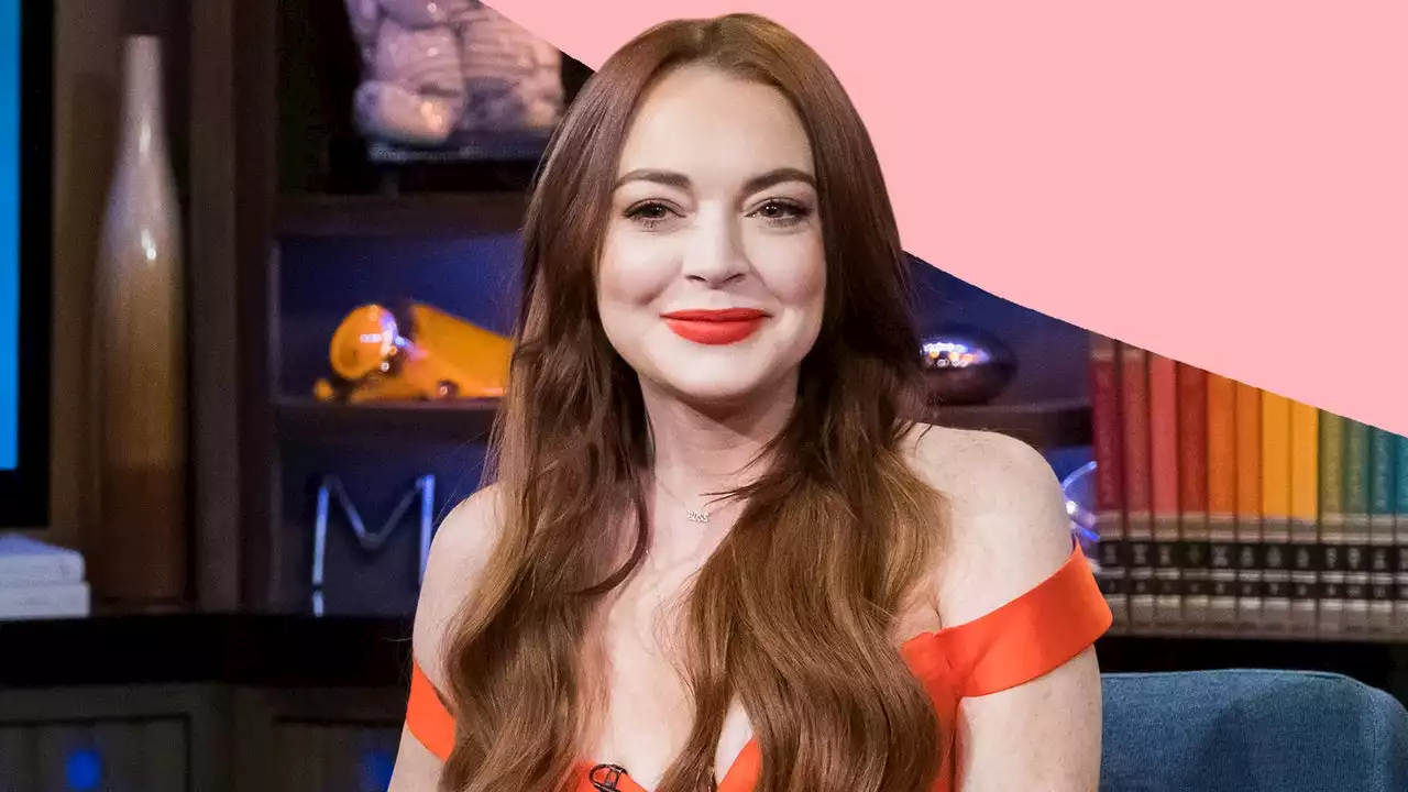 Lindsay Lohan poses for the paps in colourful patchwork