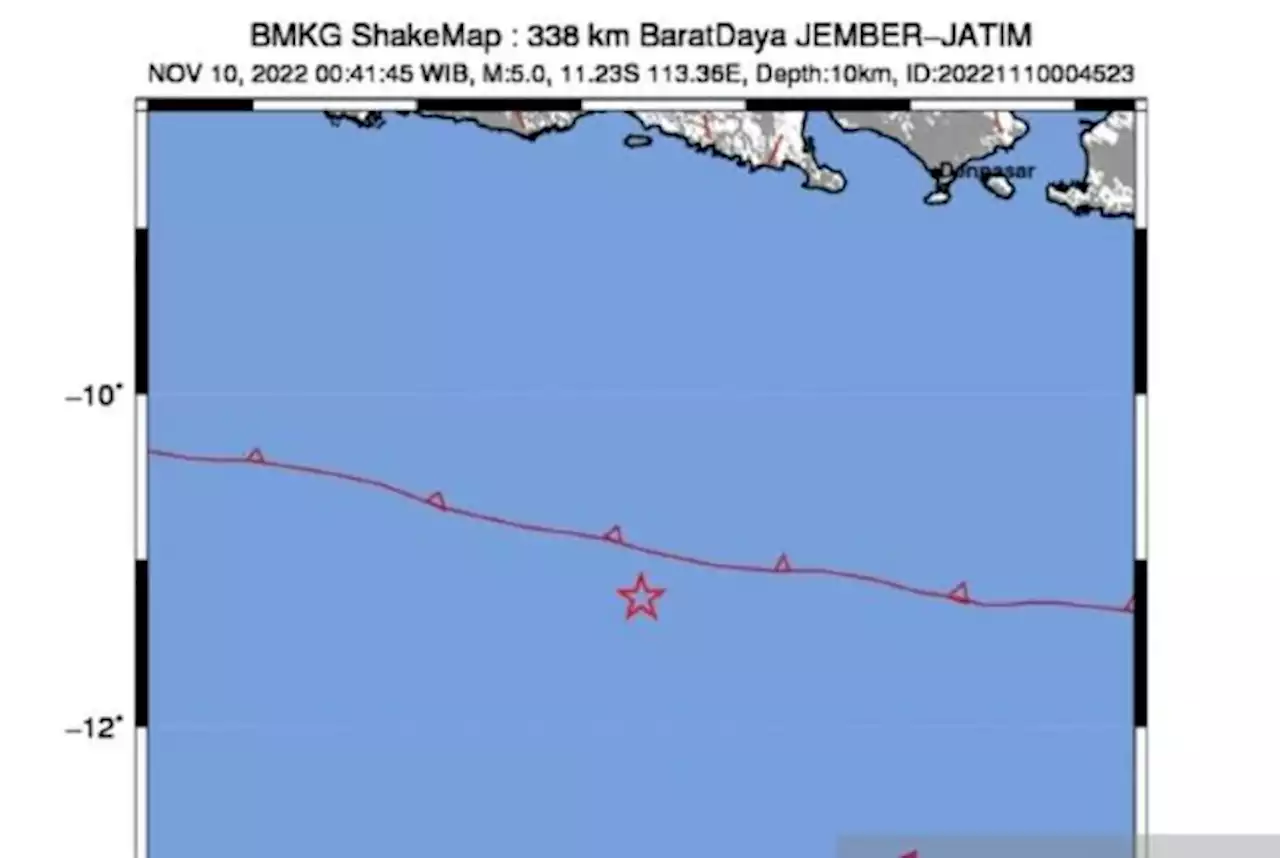 Gempa Bumi Dangkal Magnitudo 5 Guncang Jember