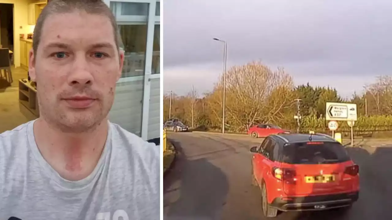 Pictured: Dangerous driver who overtook and repeatedly blocked ambulance on 999 call in shocking footage