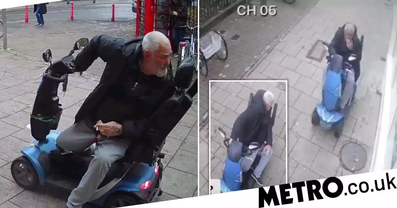 Man on mobility scooter runs over pigeon and 'looks back to check if he got it'