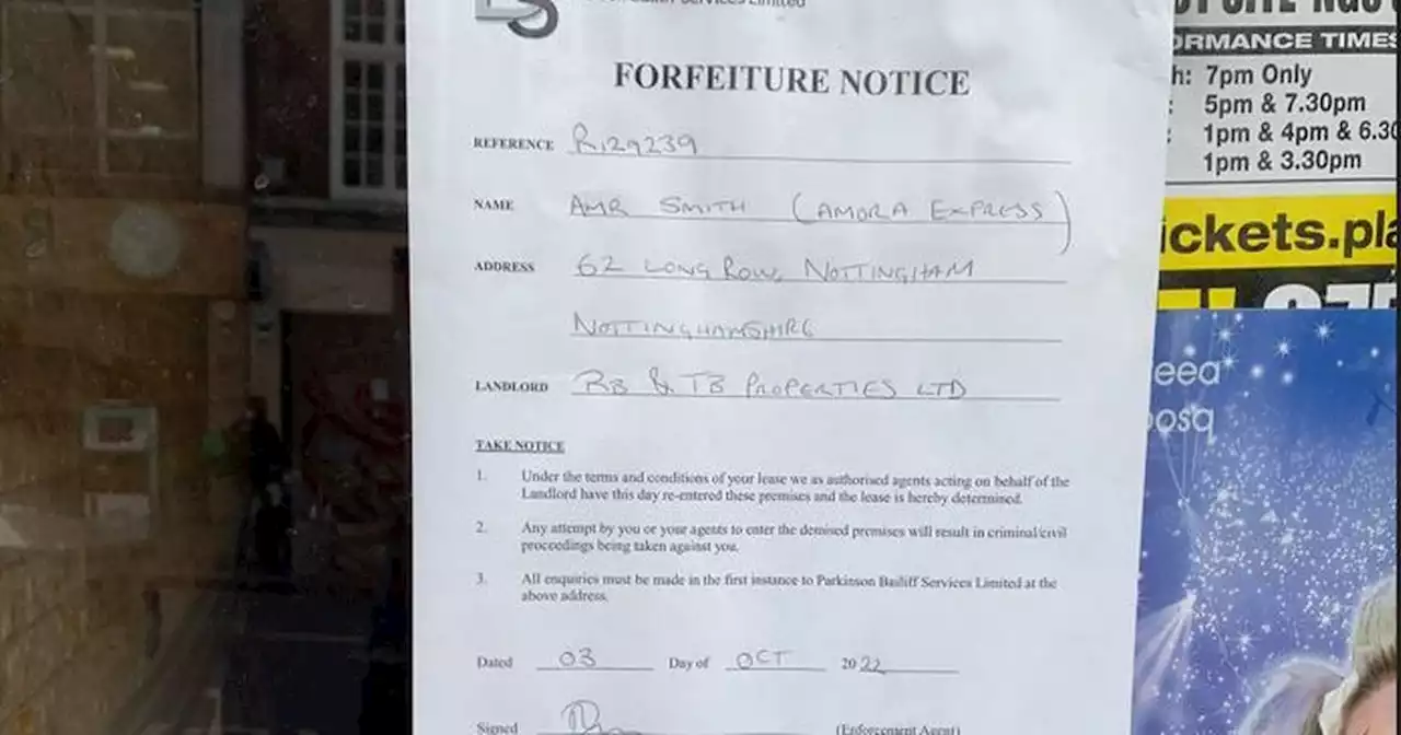 Forfeiture notice served at city restaurant in leaseholder warning