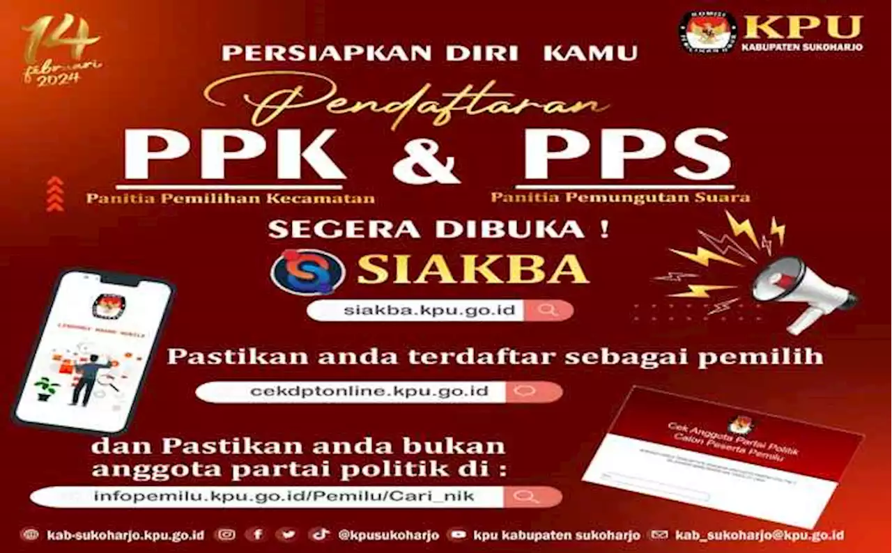 KPU Sukoharjo akan Buka Loker PPK dan PPS, Simak Syarat dan Cara Mendaftar