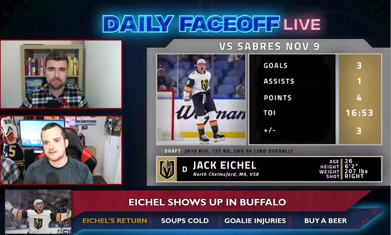 Daily Faceoff Live: Jack Eichel's hat trick against Sabres - Daily Faceoff