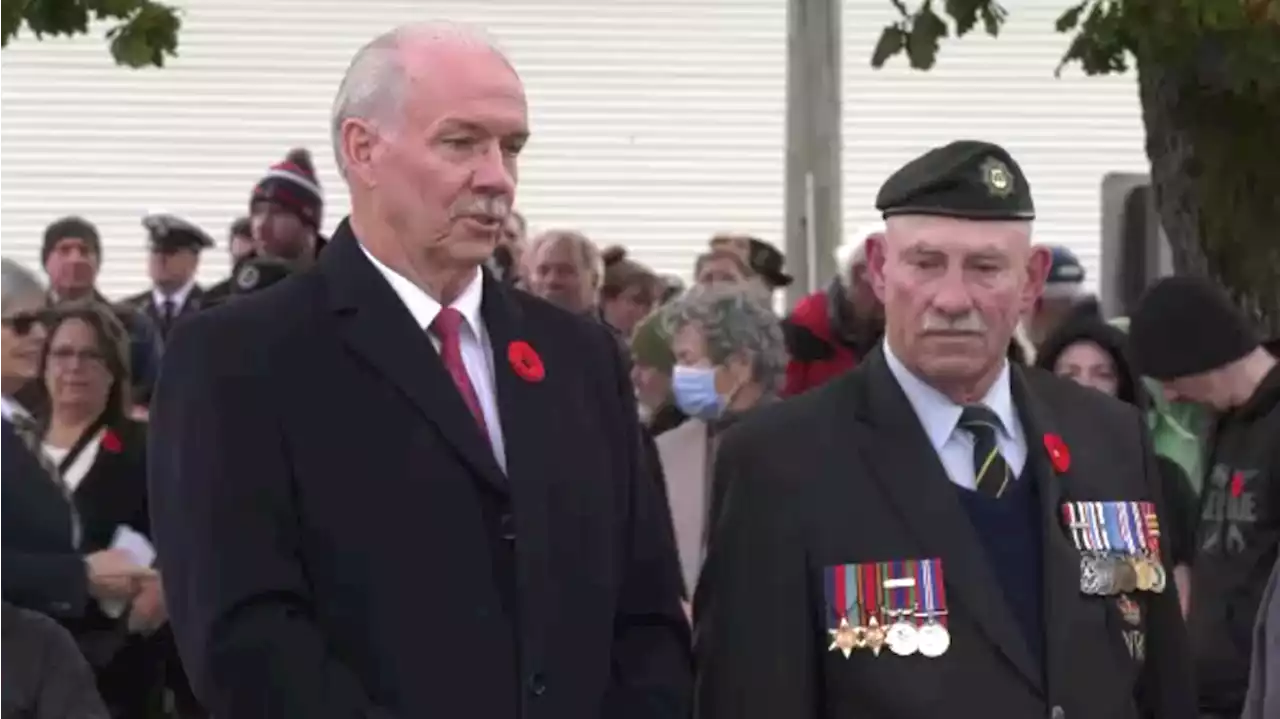 B.C. premier marks Remembrance Day at small ceremony away from Victoria