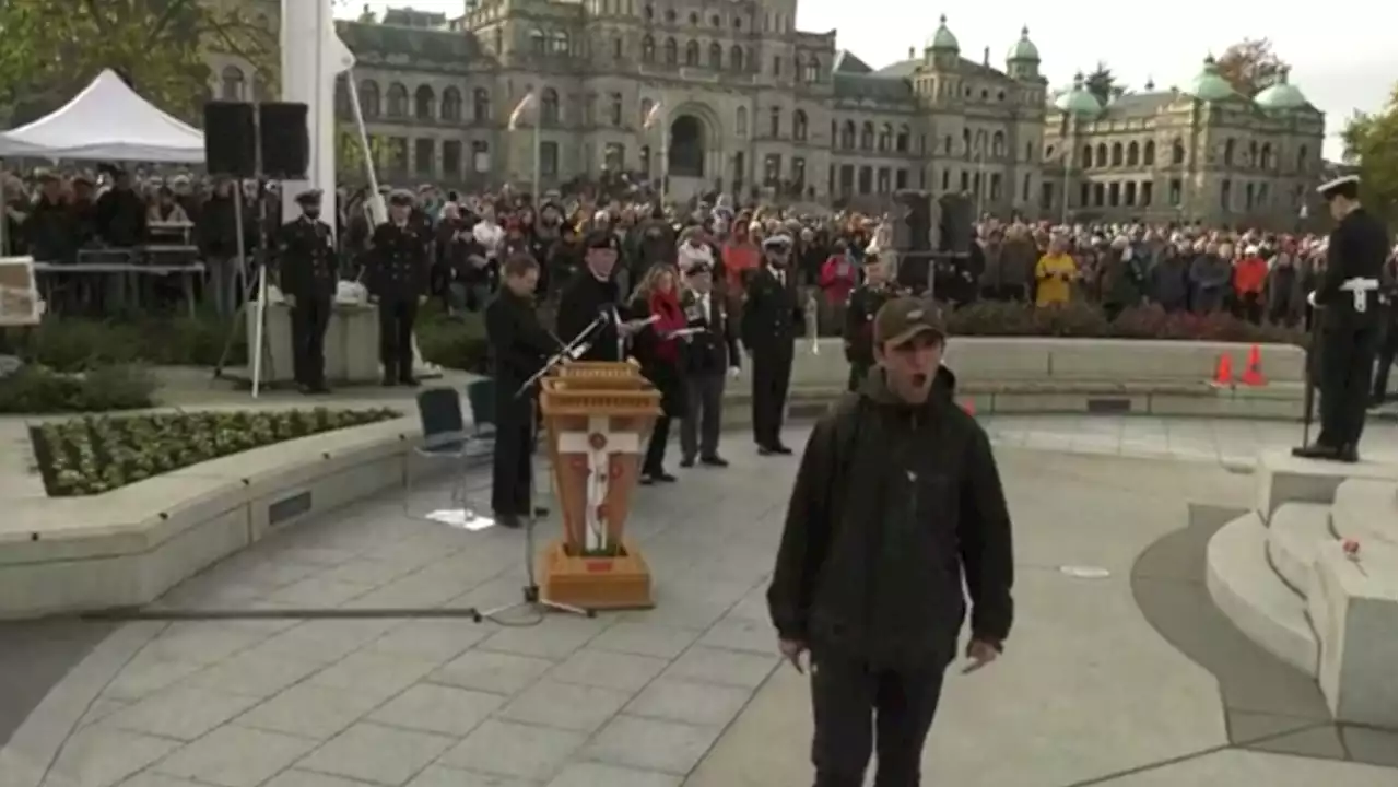 'Extremely disrespectful': Man arrested after brief disruption at Victoria Remembrance Day ceremony