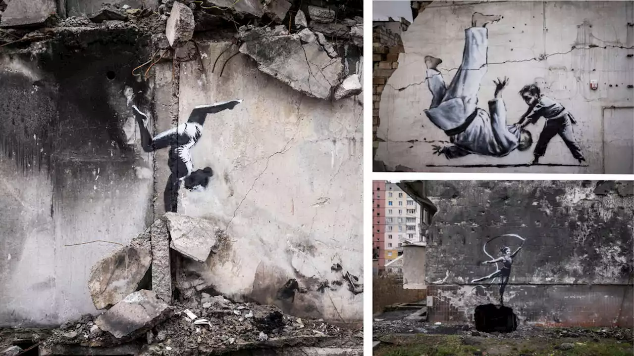 Banksy in Ukraine: New work by mystery artist appears in destroyed buildings near Kyiv