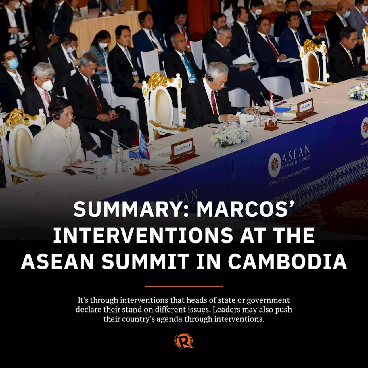 SUMMARY: Marcos' interventions at the ASEAN Summit in Cambodia