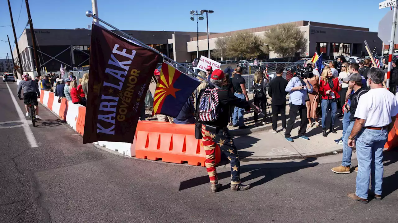 Protestors rally outside Arizona election office to support Kari Lake for governor in deadlocked race