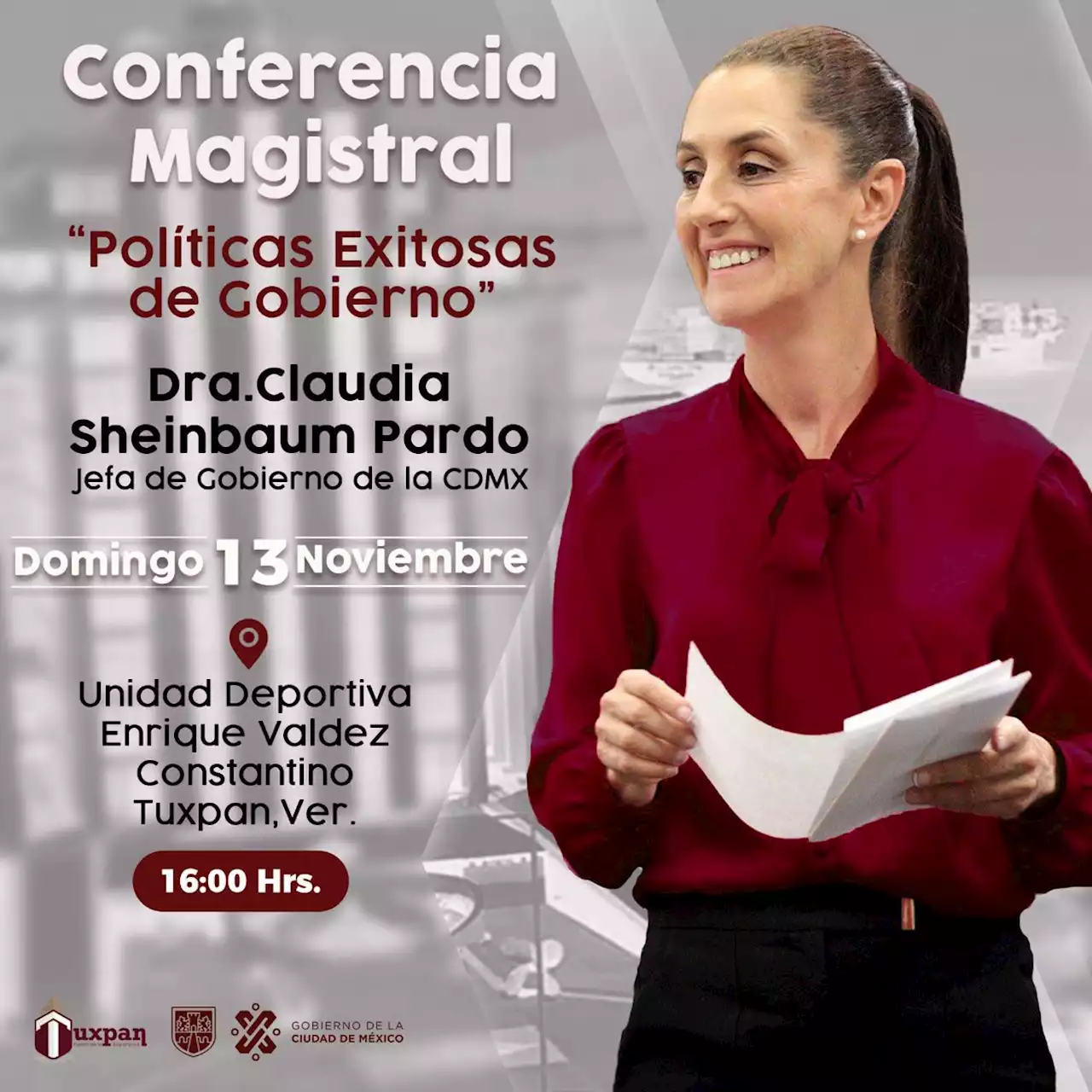 Claudia Sheinbaum compartirá sus “Política exitosas de Gobierno”, en Tuxpan