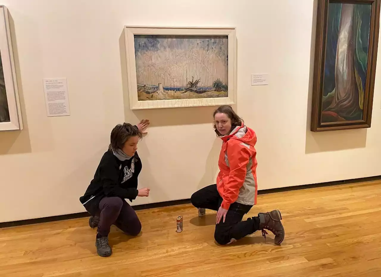 Climate activists throw maple syrup on Emily Carr painting at Vancouver Art Gallery