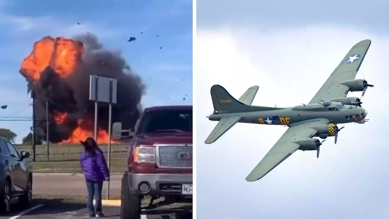 WW2-era bomber and fighter smash in horrifying mid-air collision with fears six people killed