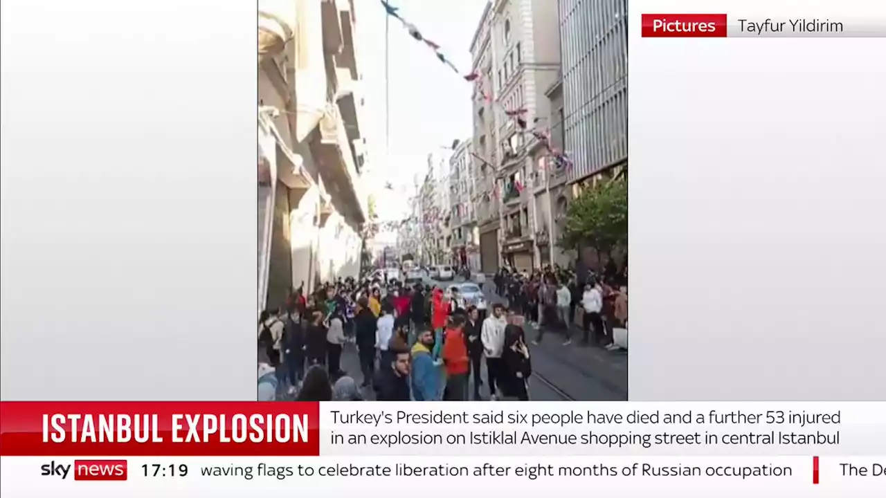 Istanbul explosion: 'Bomb attack' on busy pedestrian street leaves six dead and 53 injured, president says