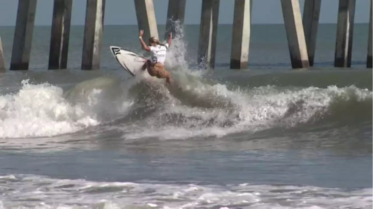 Pro surfers drop in on Jacksonville Beach in wake of Nicole for Super Girl competition