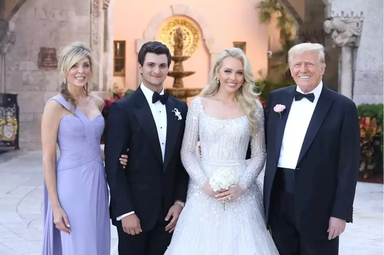 Tiffany Trump dazzles in a sparkling, beaded Elie Saab wedding