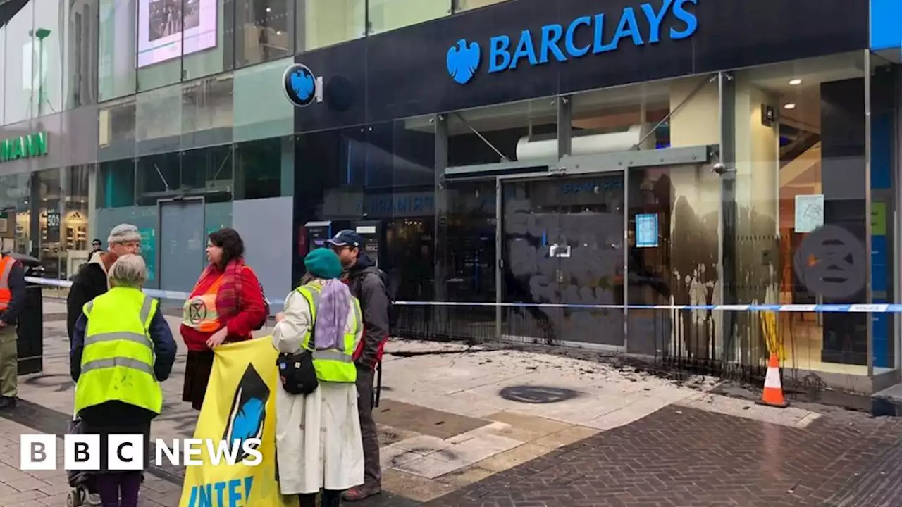 Barclays Birmingham branch defaced in climate change protest