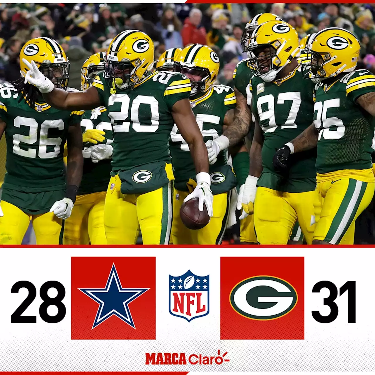 Los Packers le roban el triunfo a los Cowboys en tiempo extra