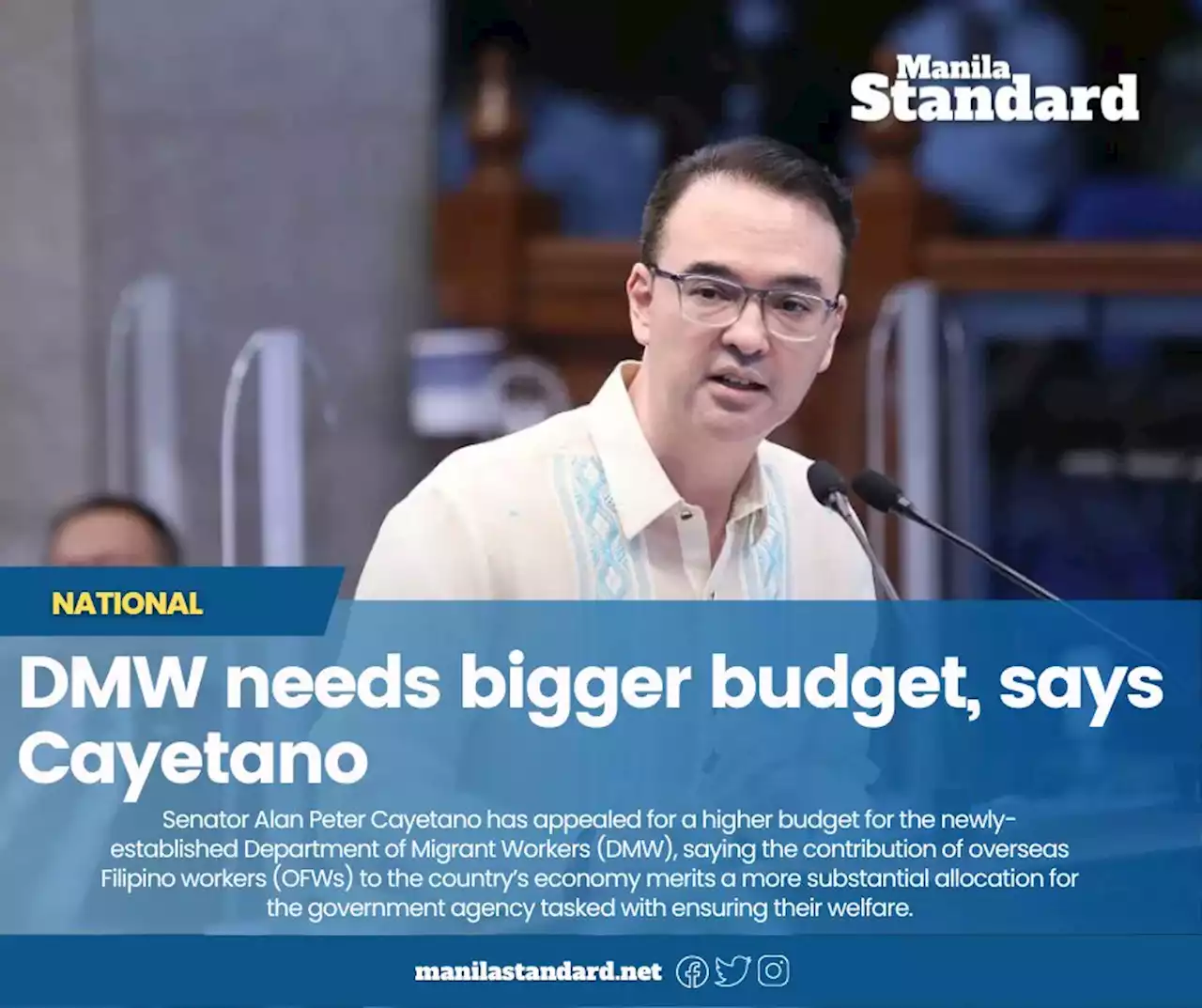 DMW needs bigger budget, says Cayetano