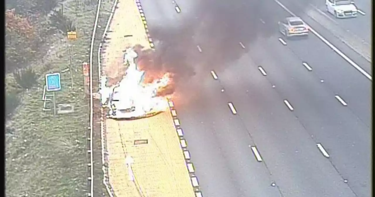 Pictures show extent of large car fire that closed M1