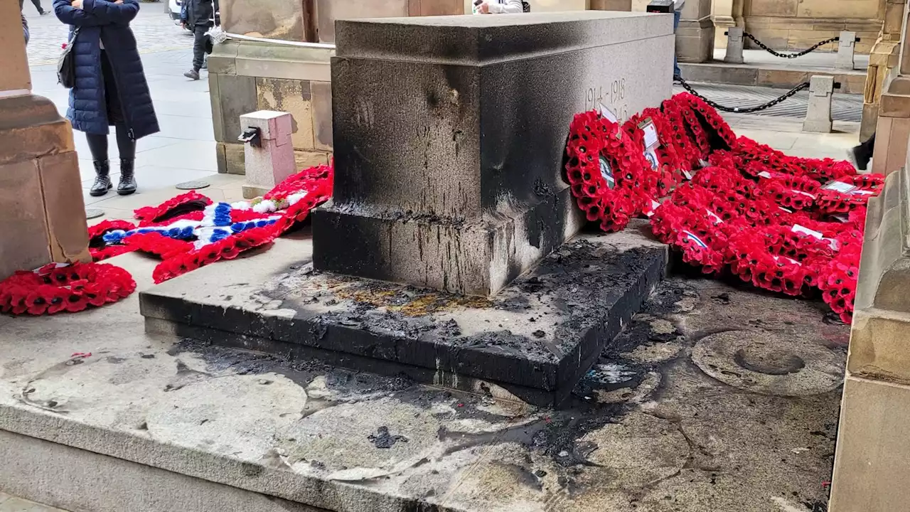 Remembrance Sunday wreaths attacked and set on fire in Edinburgh