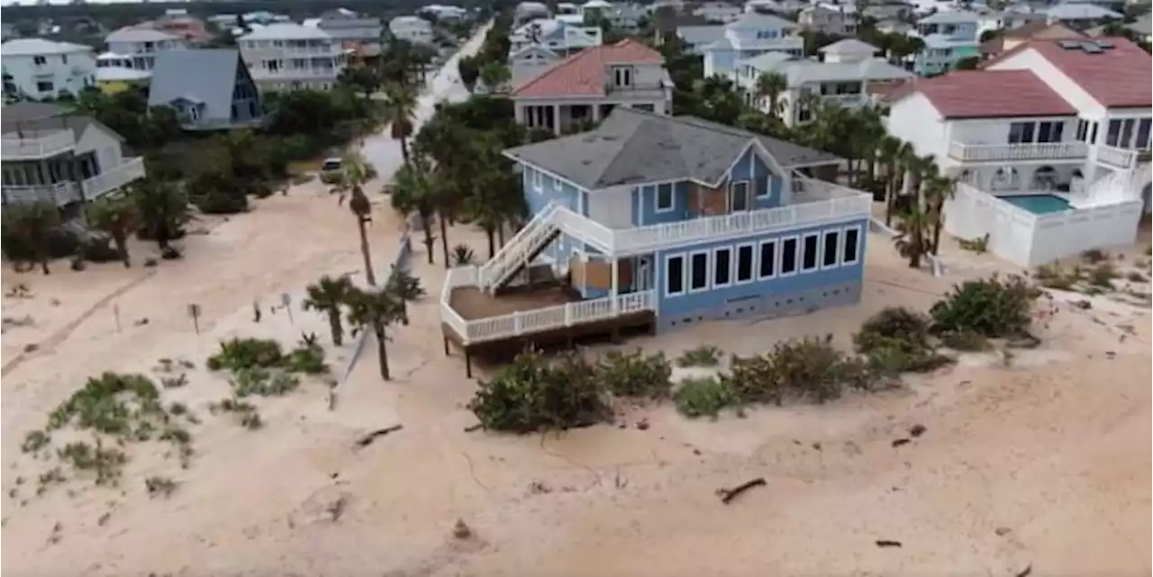 Flagler County drone footage shows beachfront homes surrounded by sand following Nicole