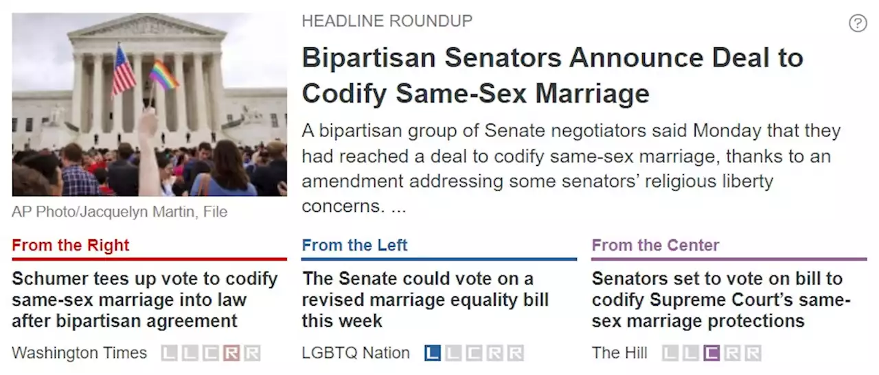 Bipartisan Senators Announce Deal to Codify Same-Sex Marriage