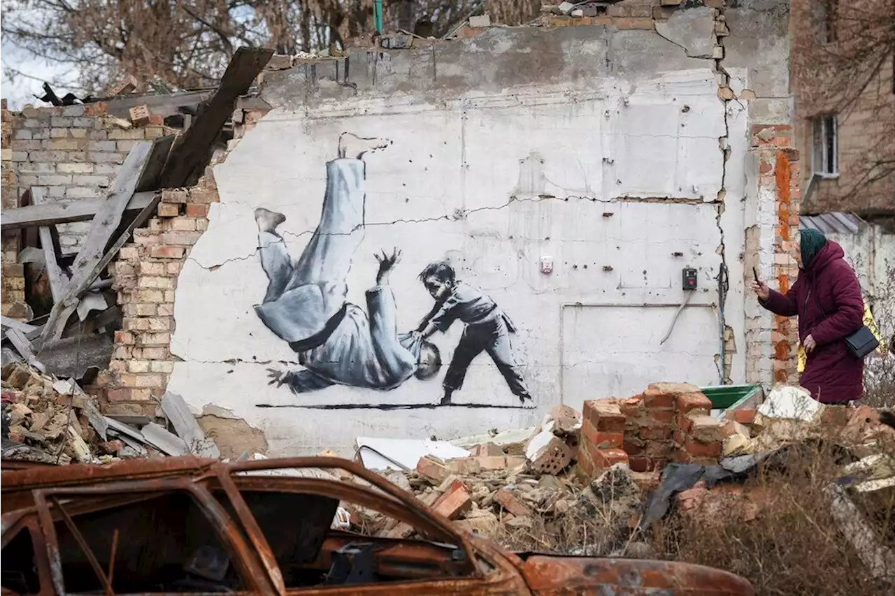 Amid the war ruins in Ukraine, Banksy seeds art - BusinessMirror