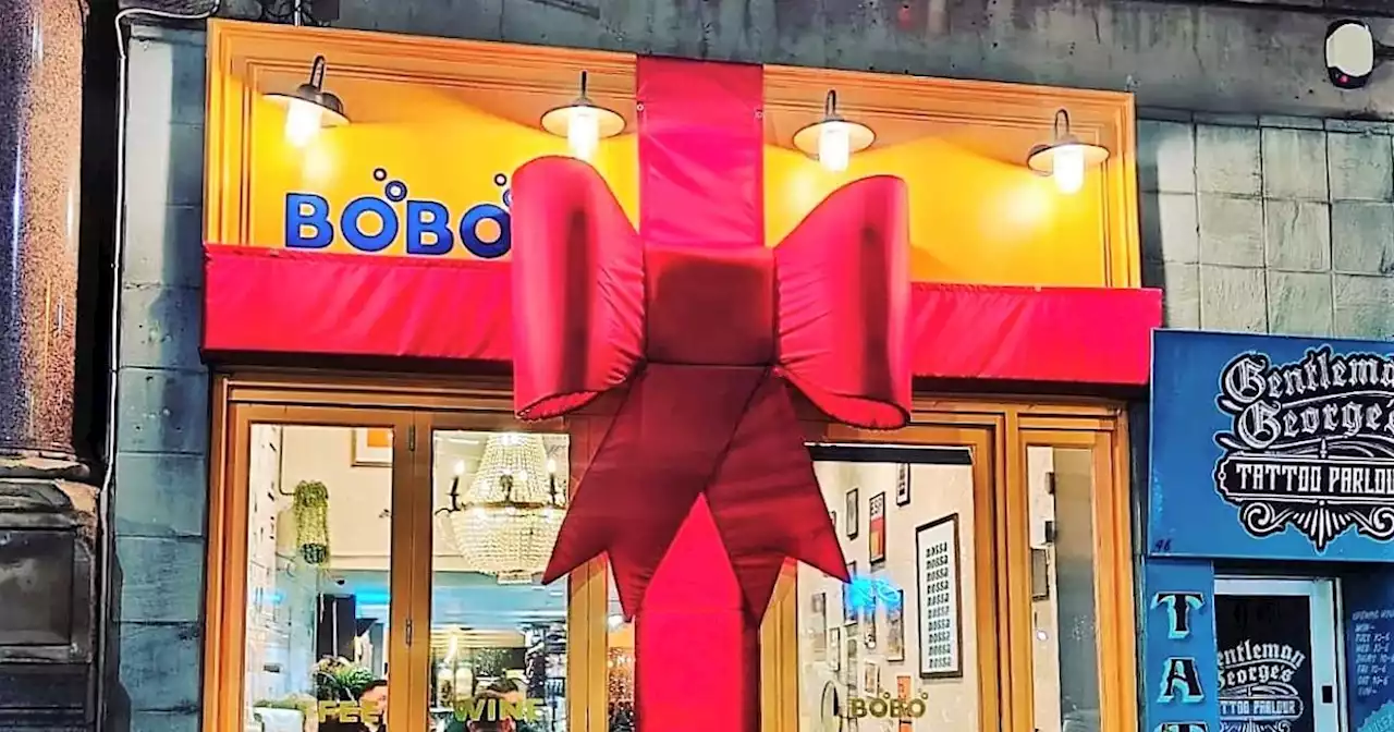 Liverpool bar wrapped in giant New York-style Christmas bow