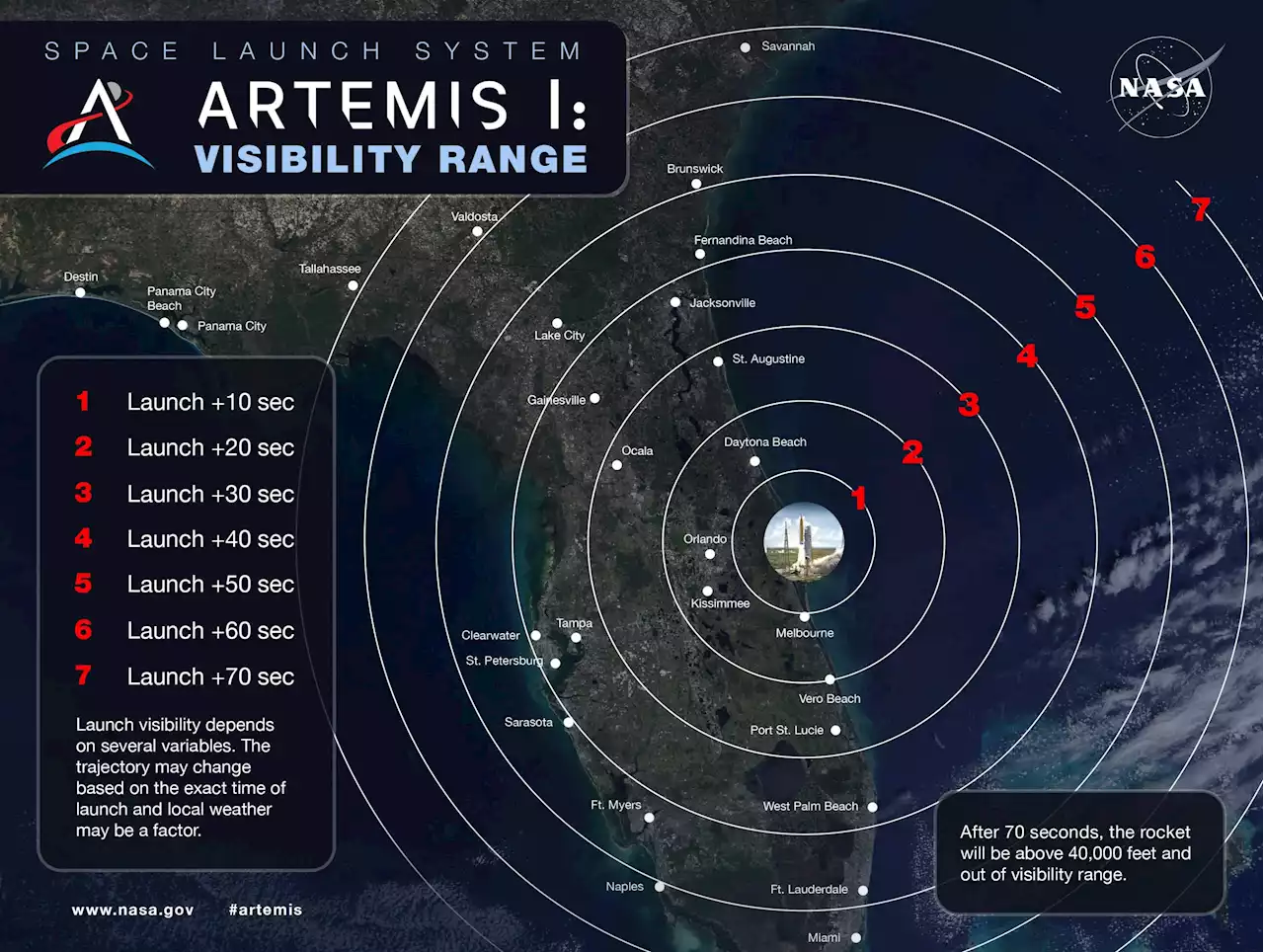 Visibility Range Map: Where to See the Artemis I Mission Liftoff to the Moon