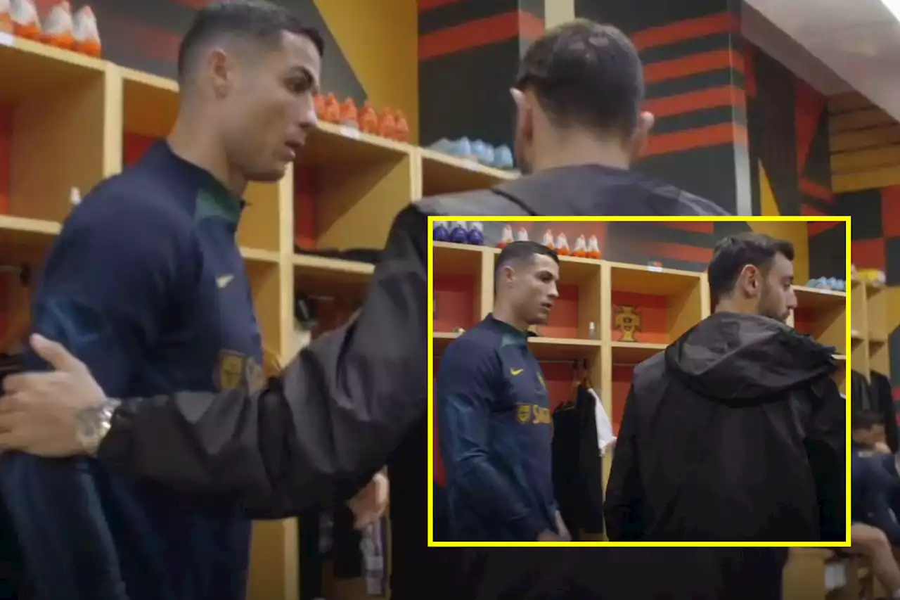 Ronaldo has seemingly awkward reunion with Man United star Fernandes after interview