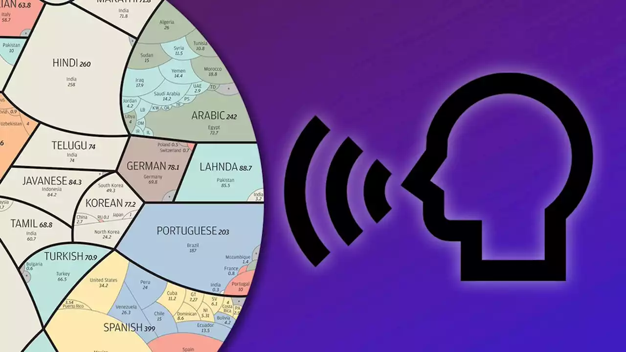 Die wahre Größe jeder Sprache der Welt, dargestellt in dieser beeindruckenden Grafik