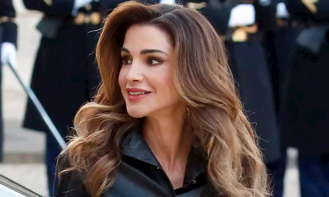 Queen Rania is the picture of elegance in tailored coat dress and snakeskin heels