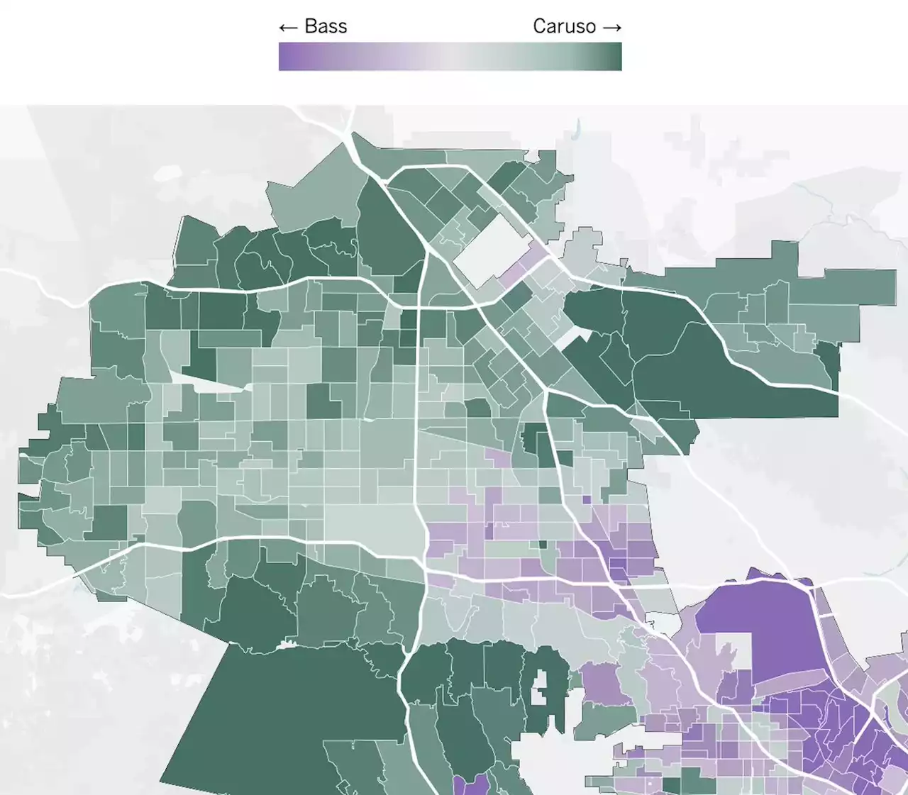 Did your neighborhood vote for Bass or Caruso for L.A. mayor?