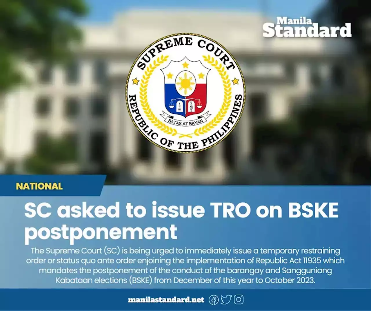 SC asked to issue TRO on BSKE postponement