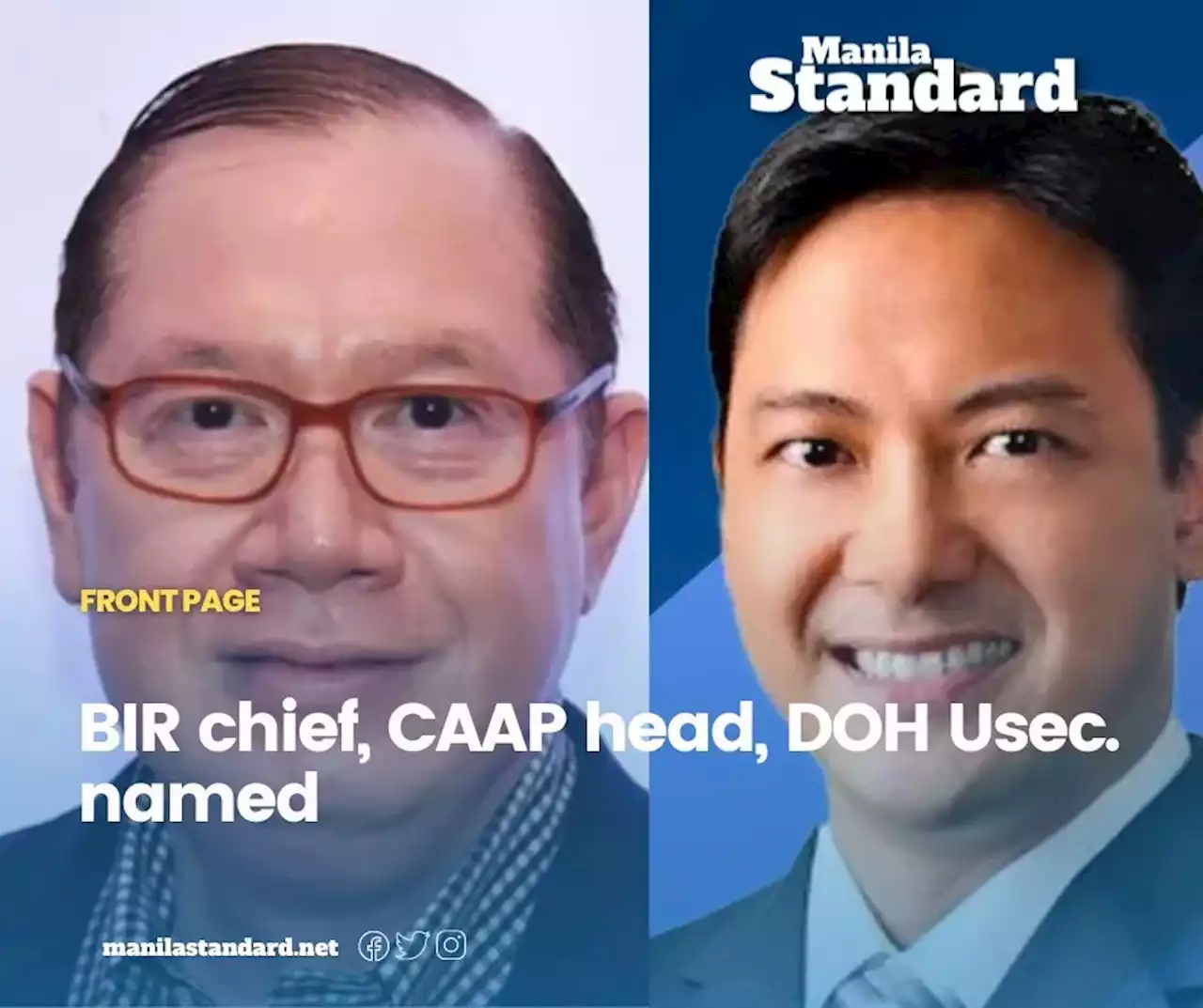 BIR chief, CAAP head, DOH Usec. named