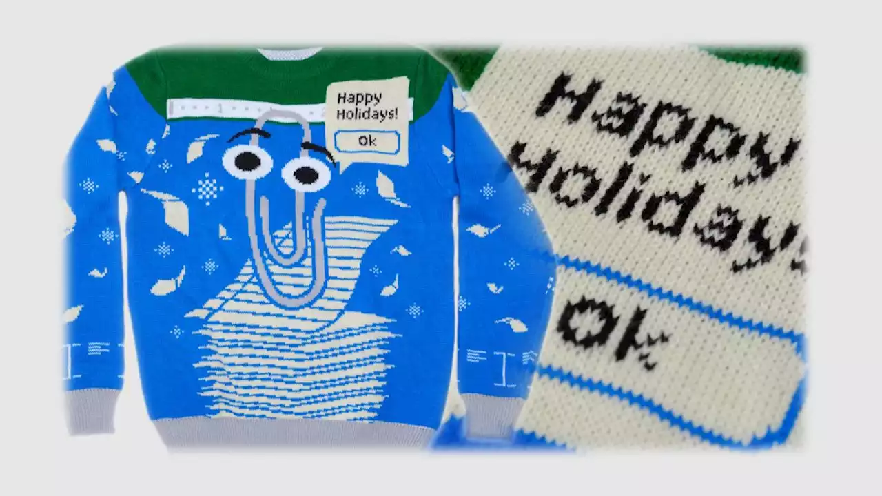 Clippy wishes you Happy Holidays on this years' Windows Ugly Sweater