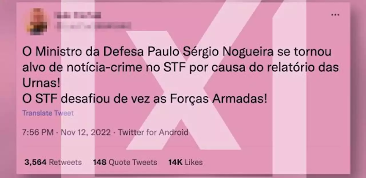 STF não entrou com notícia-crime contra ministro da Defesa