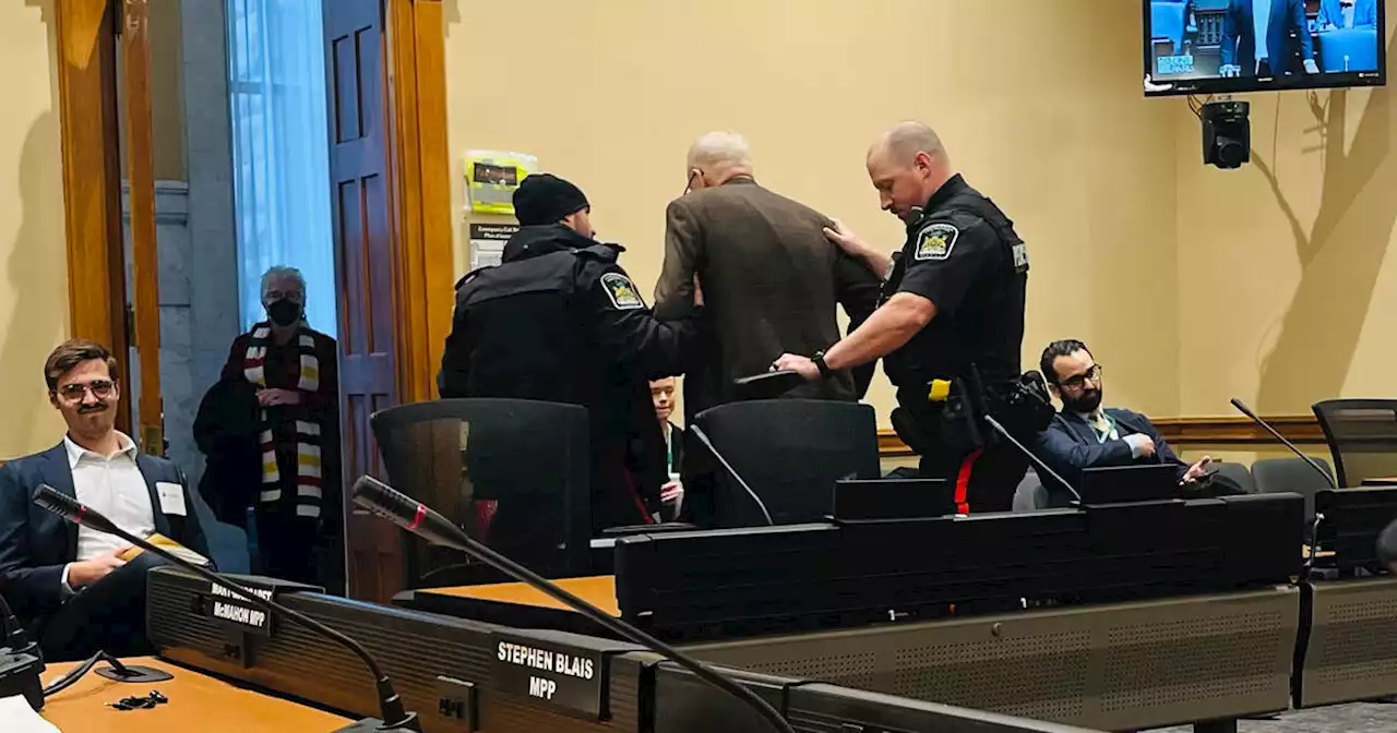 Chaos at Queen's Park as 81-year-old Toronto legend escorted out by police